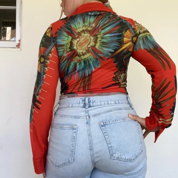 Jean Paul Gaultier vintage 1990s Soleil collection blouse.